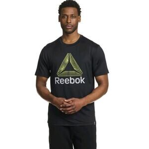 Reebok Men's Classic Moisture Wicking Black Logo Short Sleeve Workout Tee XL